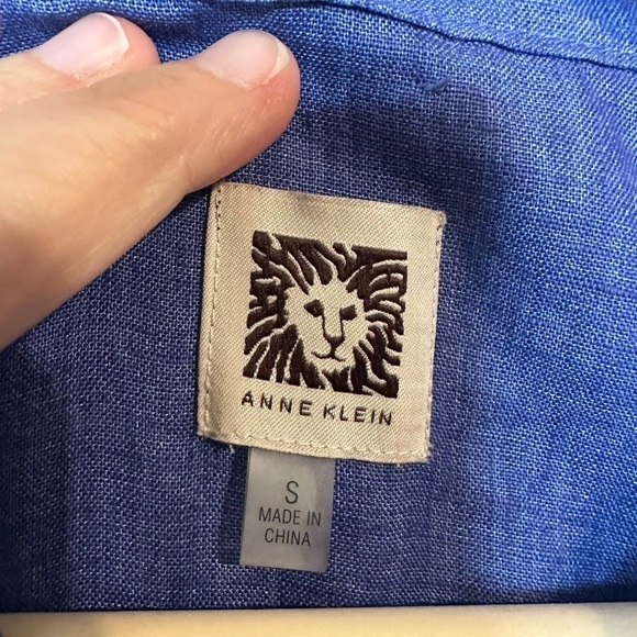 Anne Klein 100% Linen Chambray Sleeveless Mandarin Collar swing Dress Size Small - Picture 12 of 12